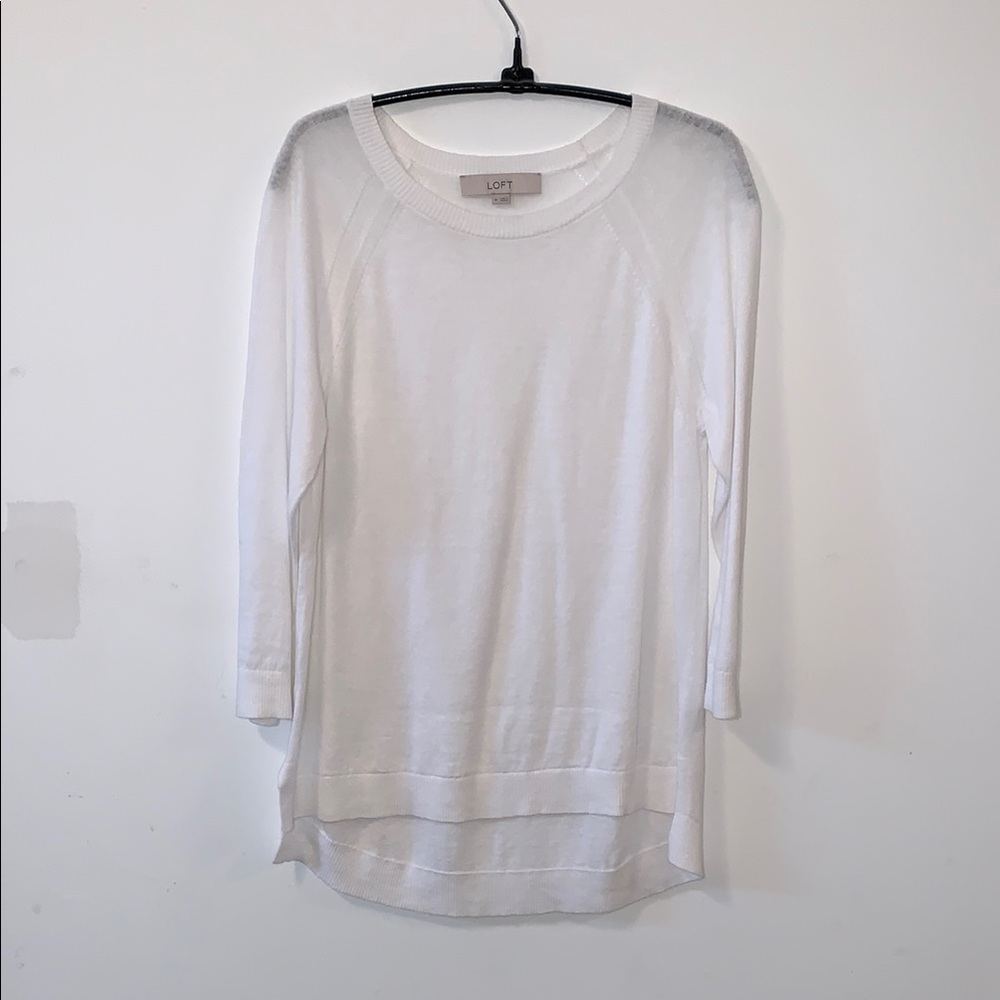 LOFT Women's lightweight White long sleeve top.